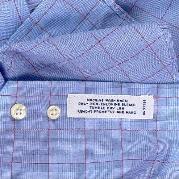 Brooks Brothers Men’s Blue Windowpane Dress Shirt Slim Fit 16 5 7 - Picture 6 of 8